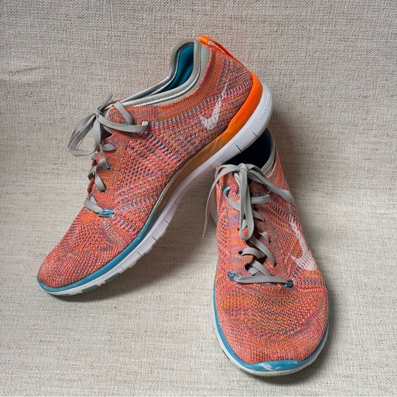 Nike Shoes - Nike Free TR Flyknit Womens Sz 6 Wm Shoes Sneakers Gamma Blue Orange